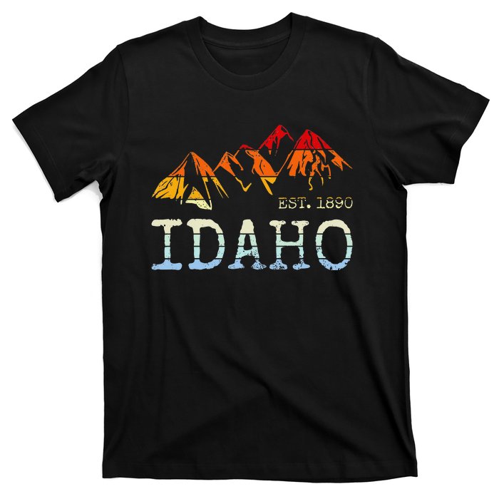 Idaho Retro Sunset Vintage Mountain Home Est 1890 Hiking T-Shirt