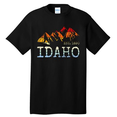 Idaho Retro Sunset Vintage Mountain Home Est 1890 Hiking Tall T-Shirt