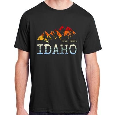 Idaho Retro Sunset Vintage Mountain Home Est 1890 Hiking Adult ChromaSoft Performance T-Shirt