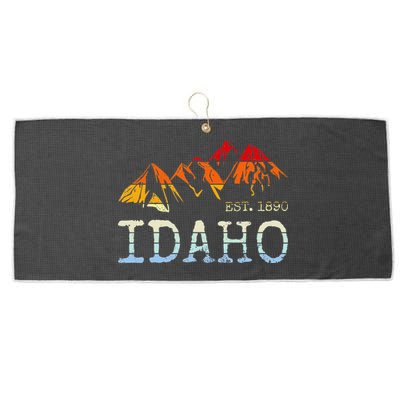 Idaho Retro Sunset Vintage Mountain Home Est 1890 Hiking Large Microfiber Waffle Golf Towel