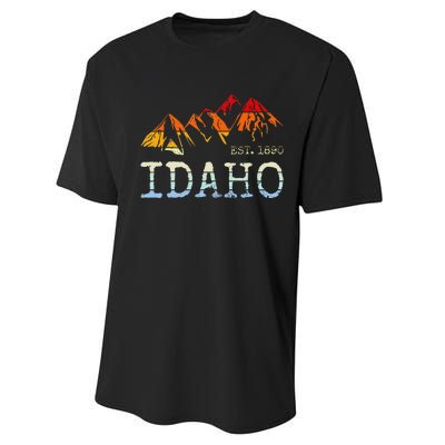 Idaho Retro Sunset Vintage Mountain Home Est 1890 Hiking Performance Sprint T-Shirt