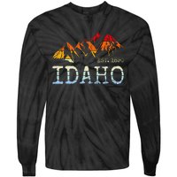 Idaho Retro Sunset Vintage Mountain Home Est 1890 Hiking Tie-Dye Long Sleeve Shirt