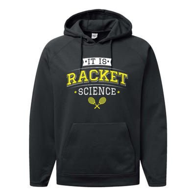 Its Racket Science Funny Tennis Lover Coach Performance Fleece Hoodie