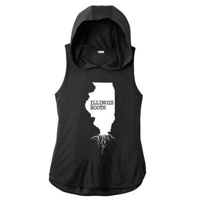 Illinois Roots Shirts State Map Gift Illinois Ladies PosiCharge Tri-Blend Wicking Draft Hoodie Tank