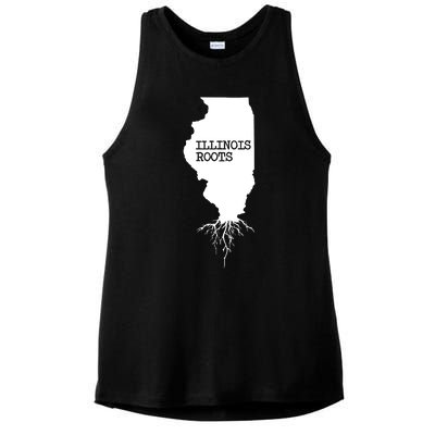 Illinois Roots Shirts State Map Gift Illinois Ladies PosiCharge Tri-Blend Wicking Tank