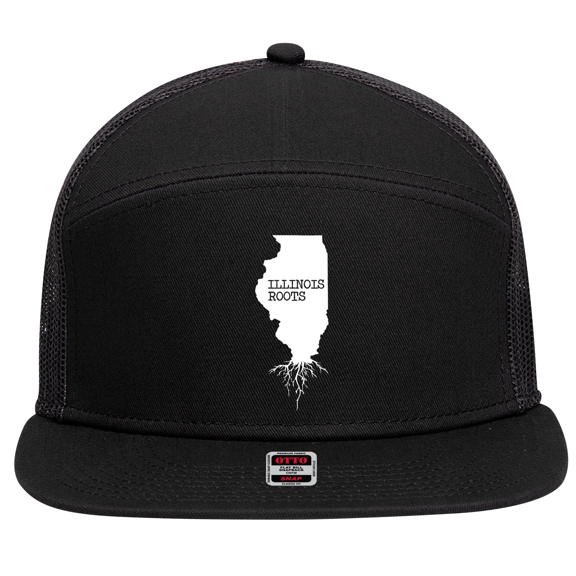 Illinois Roots Shirts State Map Gift Illinois 7 Panel Mesh Trucker Snapback Hat