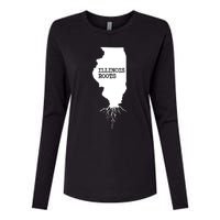 Illinois Roots Shirts State Map Gift Illinois Womens Cotton Relaxed Long Sleeve T-Shirt