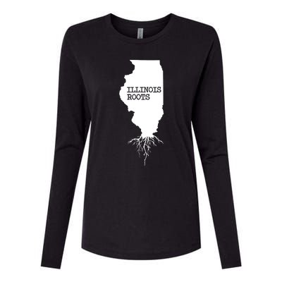 Illinois Roots Shirts State Map Gift Illinois Womens Cotton Relaxed Long Sleeve T-Shirt