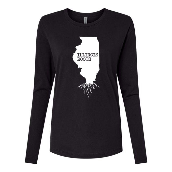 Illinois Roots Shirts State Map Gift Illinois Womens Cotton Relaxed Long Sleeve T-Shirt