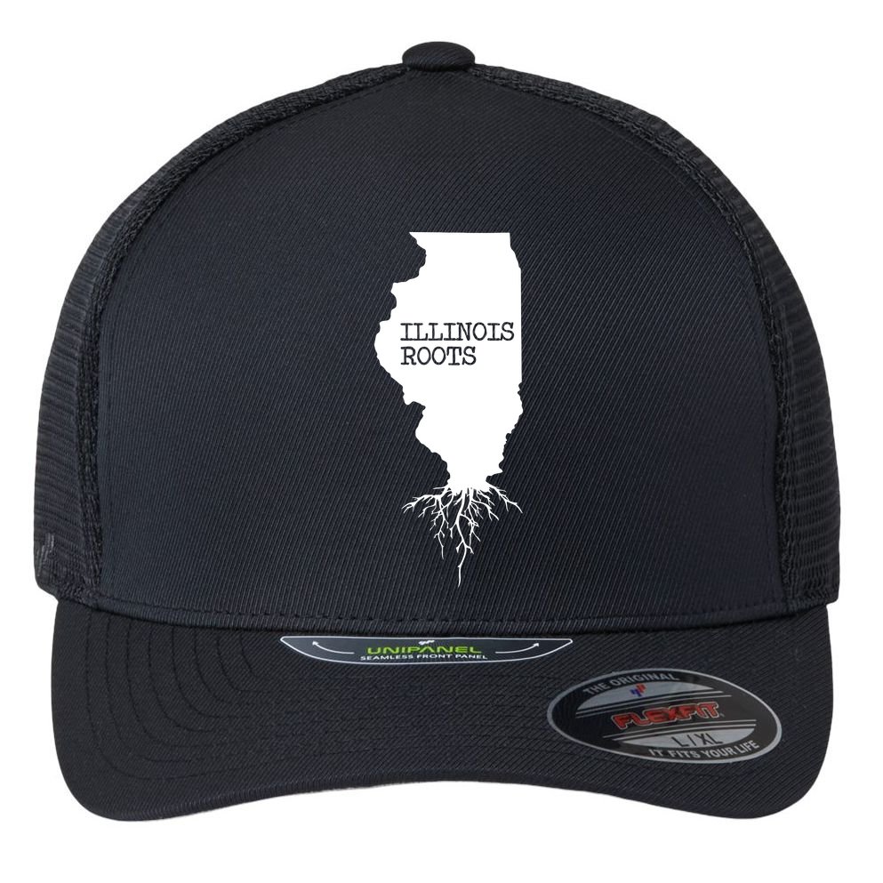 Illinois Roots Shirts State Map Gift Illinois Flexfit Unipanel Trucker Cap