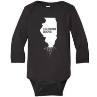 Illinois Roots Shirts State Map Gift Illinois Baby Long Sleeve Bodysuit