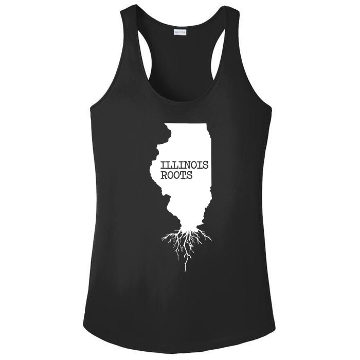 Illinois Roots Shirts State Map Gift Illinois Ladies PosiCharge Competitor Racerback Tank