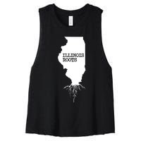 Illinois Roots Shirts State Map Gift Illinois Women's Racerback Cropped Tank