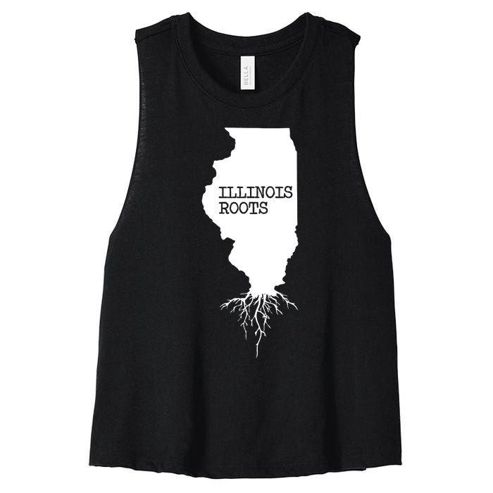 Illinois Roots Shirts State Map Gift Illinois Women's Racerback Cropped Tank