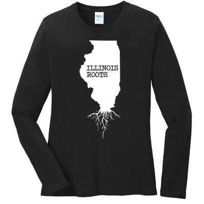 Illinois Roots Shirts State Map Gift Illinois Ladies Long Sleeve Shirt