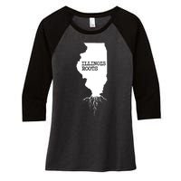 Illinois Roots Shirts State Map Gift Illinois Women's Tri-Blend 3/4-Sleeve Raglan Shirt