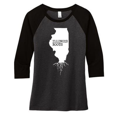 Illinois Roots Shirts State Map Gift Illinois Women's Tri-Blend 3/4-Sleeve Raglan Shirt