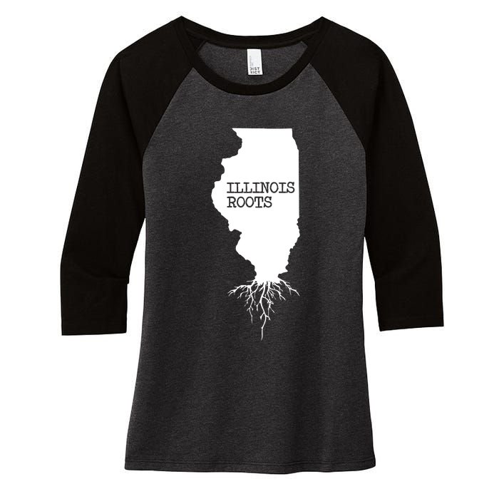 Illinois Roots Shirts State Map Gift Illinois Women's Tri-Blend 3/4-Sleeve Raglan Shirt