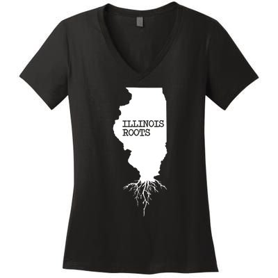 Illinois Roots Shirts State Map Gift Illinois Women's V-Neck T-Shirt