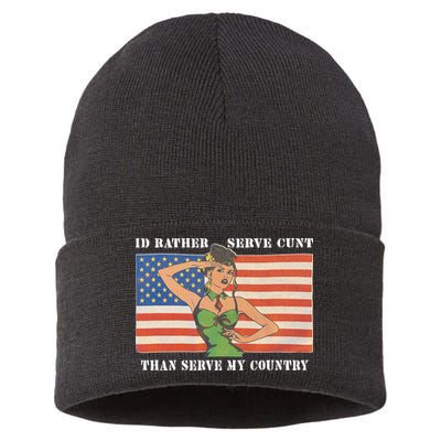 I'd Rather Serve Cunt Than Serve My Country I'd Rather Serve My Cunt Baby Sustainable Knit Beanie