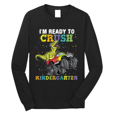 Im Ready To Crush Kindergarten Monster Truck Dinosaur Boy Long Sleeve Shirt