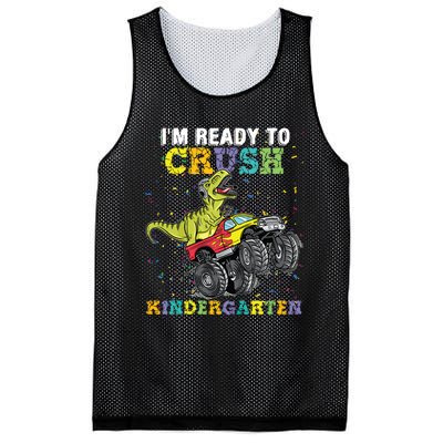 Im Ready To Crush Kindergarten Monster Truck Dinosaur Boy Mesh Reversible Basketball Jersey Tank