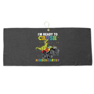 Im Ready To Crush Kindergarten Monster Truck Dinosaur Boy Large Microfiber Waffle Golf Towel