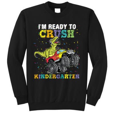 Im Ready To Crush Kindergarten Monster Truck Dinosaur Boy Tall Sweatshirt