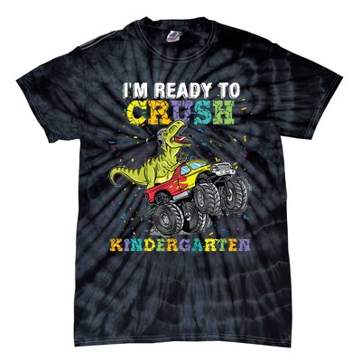 Im Ready To Crush Kindergarten Monster Truck Dinosaur Boy Tie-Dye T-Shirt