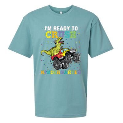 Im Ready To Crush Kindergarten Monster Truck Dinosaur Boy Sueded Cloud Jersey T-Shirt