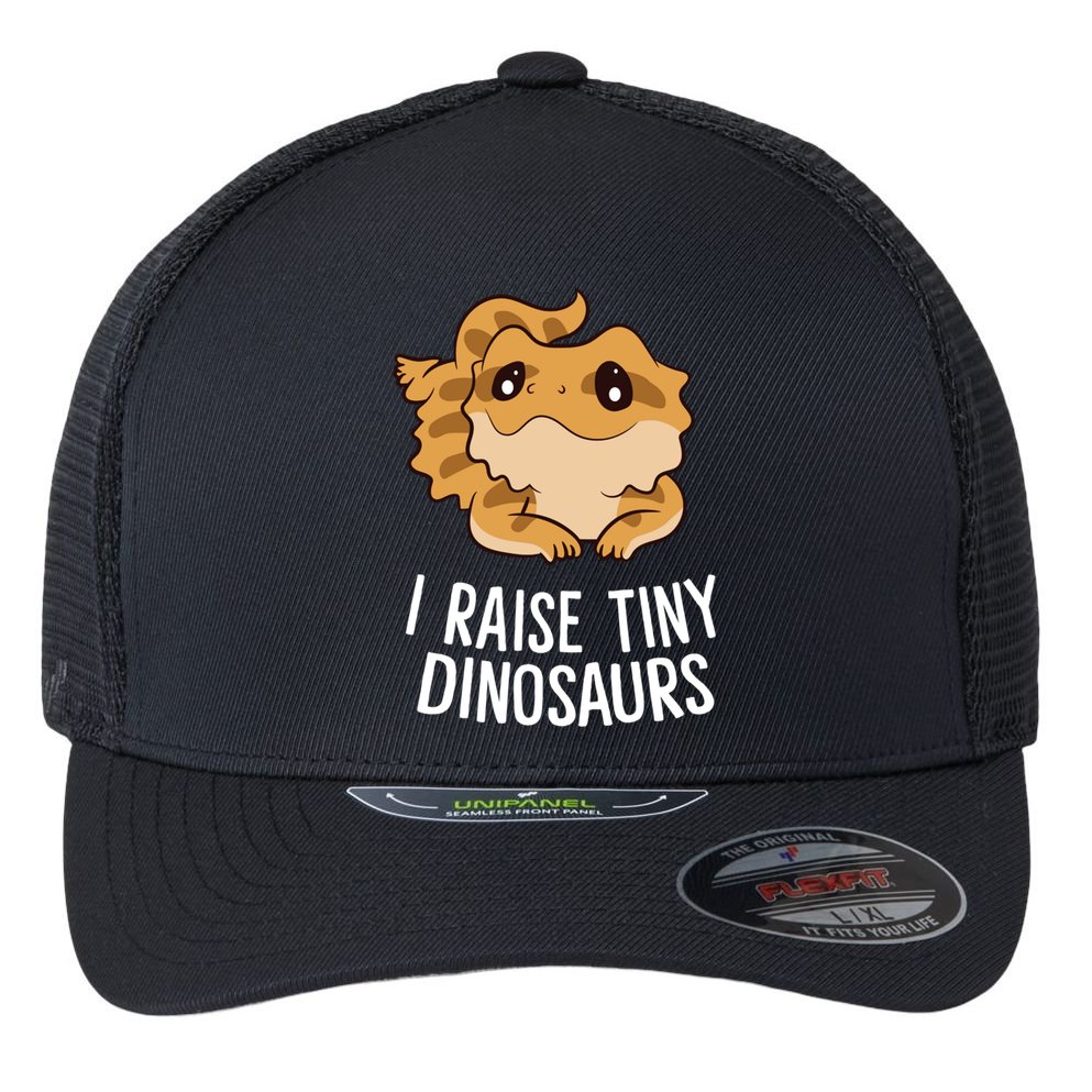 I Raise Tiny Dinosaurs Lizard Bearded Dragon Mom Gift Flexfit Unipanel Trucker Cap