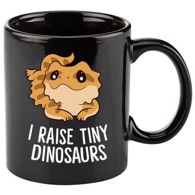 I Raise Tiny Dinosaurs Lizard Bearded Dragon Mom Gift 11oz C Handle Ceramic Mug