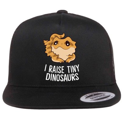 I Raise Tiny Dinosaurs Lizard Bearded Dragon Mom Gift Flat Bill Trucker Hat