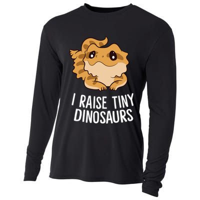 I Raise Tiny Dinosaurs Lizard Bearded Dragon Mom Gift Cooling Performance Long Sleeve Crew