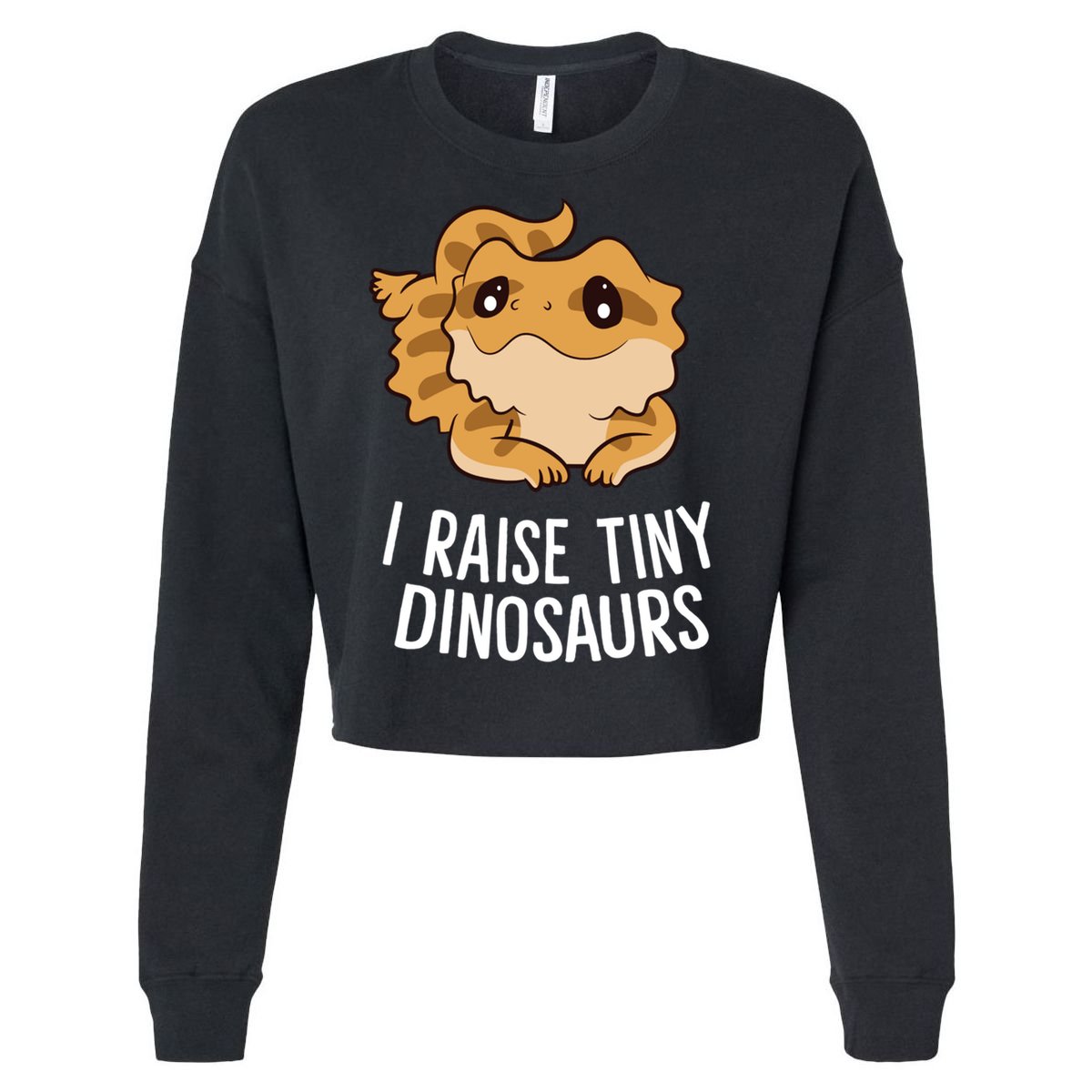 I Raise Tiny Dinosaurs Lizard Bearded Dragon Mom Gift Cropped Pullover Crew