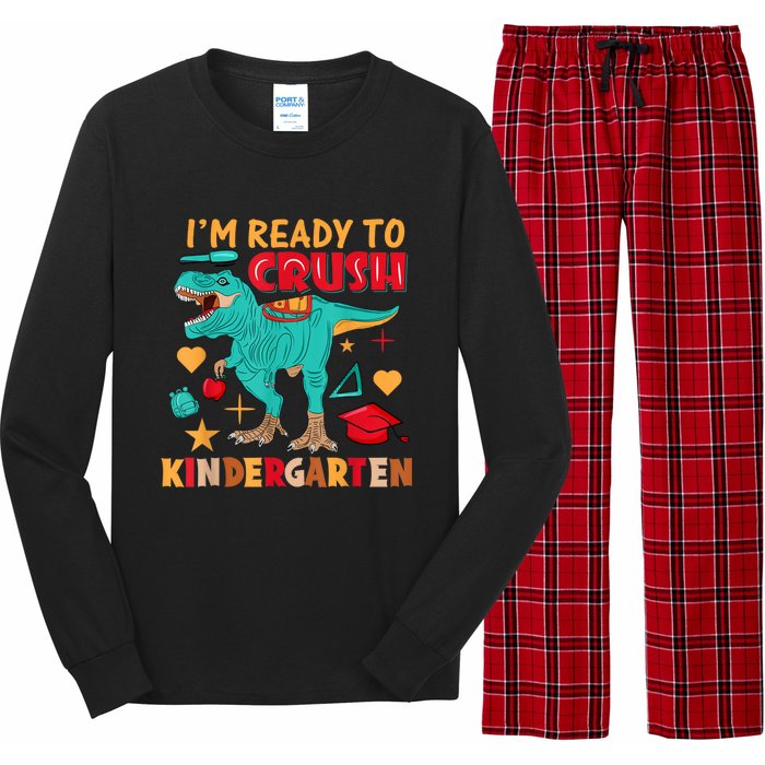 Im Ready To Crush Kindergarten Dinosaur Back To School Long Sleeve Pajama Set