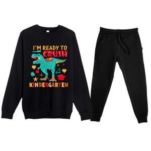 Im Ready To Crush Kindergarten Dinosaur Back To School Premium Crewneck Sweatsuit Set