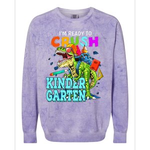 I'm Ready To Crush Kindergarten Dinosaur Back To School Colorblast Crewneck Sweatshirt