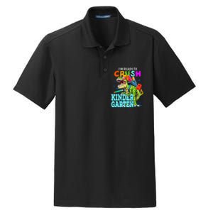 I'm Ready To Crush Kindergarten Dinosaur Back To School Dry Zone Grid Polo