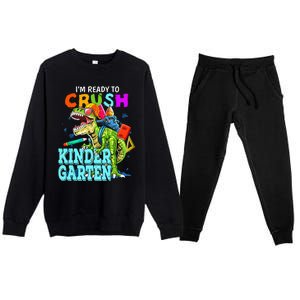 I'm Ready To Crush Kindergarten Dinosaur Back To School Premium Crewneck Sweatsuit Set