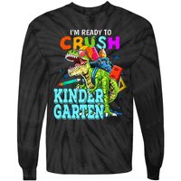 I'm Ready To Crush Kindergarten Dinosaur Back To School Tie-Dye Long Sleeve Shirt