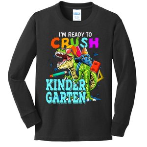 I'm Ready To Crush Kindergarten Dinosaur Back To School Kids Long Sleeve Shirt