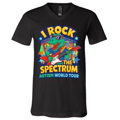 I ROCK THE SPECTRUM Rockin Autism Different Tune World V-Neck T-Shirt