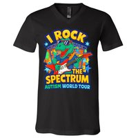 I ROCK THE SPECTRUM Rockin Autism Different Tune World V-Neck T-Shirt