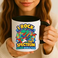 I ROCK THE SPECTRUM Rockin Autism Different Tune World Mug