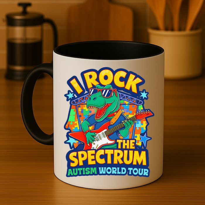 I ROCK THE SPECTRUM Rockin Autism Different Tune World Mug