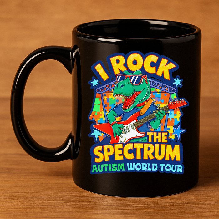 I ROCK THE SPECTRUM Rockin Autism Different Tune World 11oz C Handle Ceramic Mug