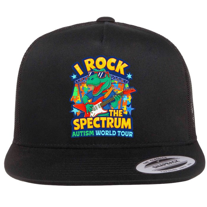I ROCK THE SPECTRUM Rockin Autism Different Tune World Flat Bill Trucker Hat