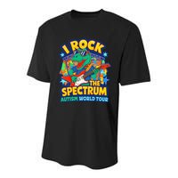 I ROCK THE SPECTRUM Rockin Autism Different Tune World Youth Performance Sprint T-Shirt