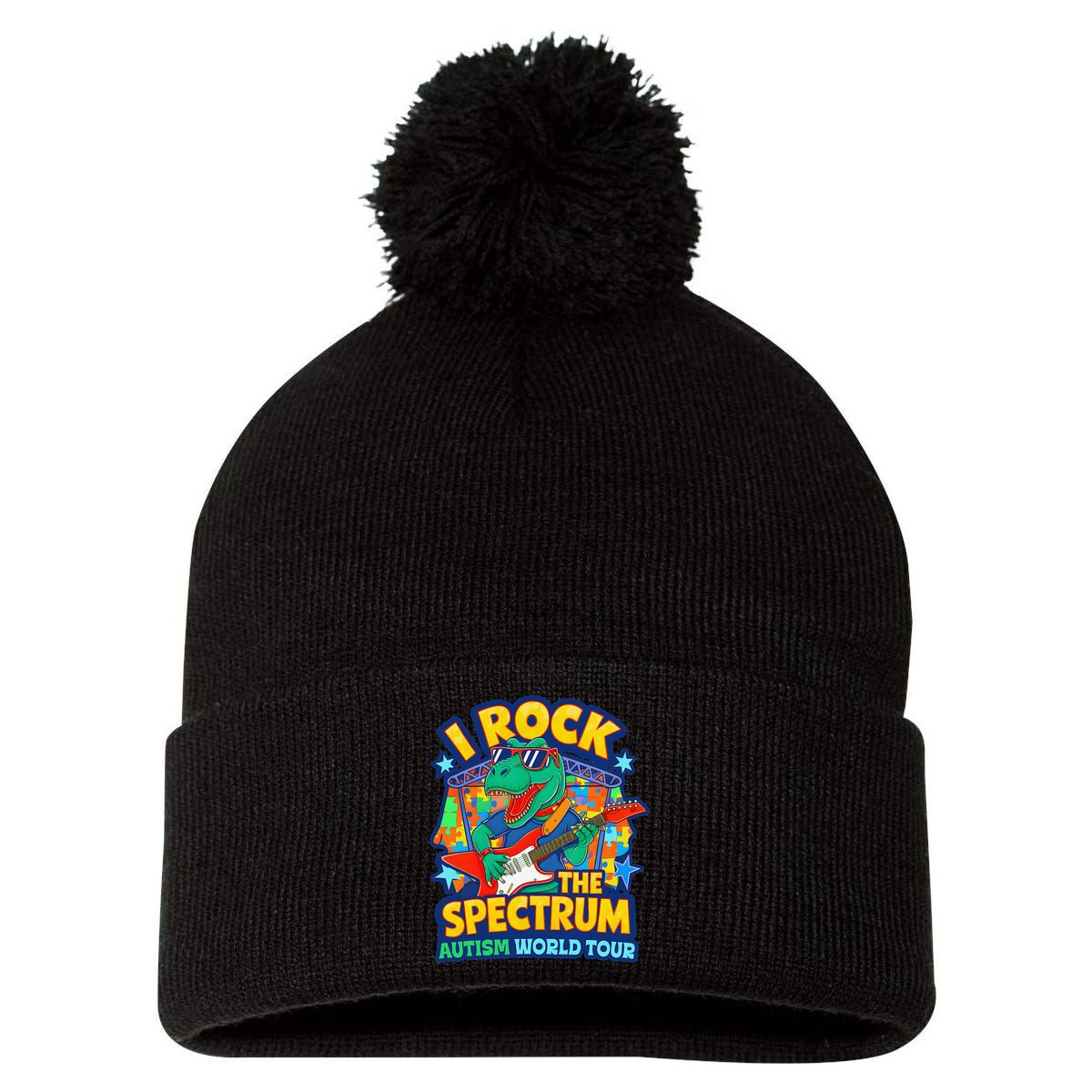 I ROCK THE SPECTRUM Rockin Autism Different Tune World Pom Pom 12in Knit Beanie